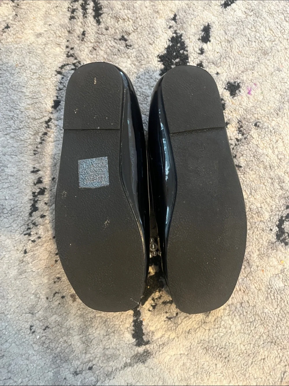 BCBG Girls Black Patent Pearl Bow Ballet Flats Size 13